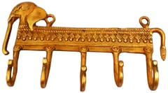 Brass Wall Hook 'Regal Elephants': Vintage Design Coat Clothes Hanger (11735)