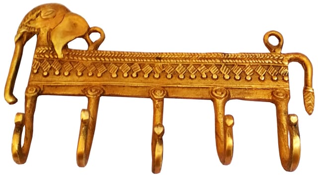 Brass Wall Hook 'Regal Elephants': Vintage Design Coat Clothes Hanger (11735)