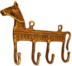 Brass Wall Hook 'Horse Affair': Vintage Design Coat Clothes Hanger (11733)