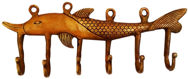 Brass Wall Hook 'Fishy Affair': Vintage Design Coat Clothes Hanger (11732)