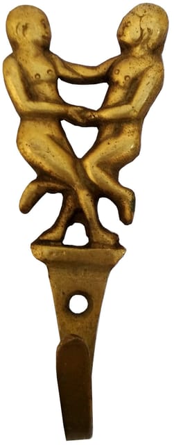 Brass Wall Hook 'Dancing Couple': Vintage Design Coat Clothes Hanger   (11731)