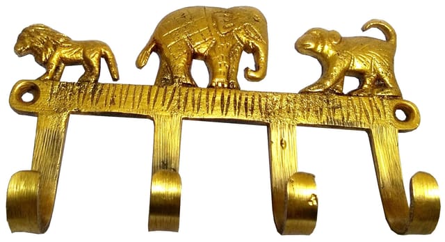 Brass Wall Hooks 'Jungle Tales': Vintage Design Decorative Hanger (11815)
