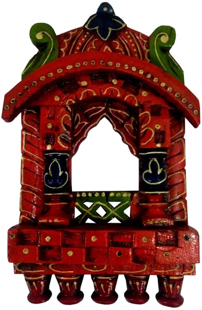 Wooden Wall Hanging 'Jharokha - Royal Palace Window': Vintage Showpiece, Multicolor (11809)