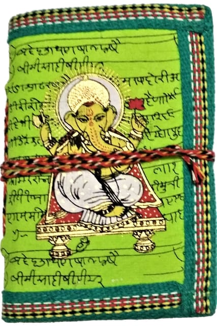 Handmade Paper Journal 'Lord Ganesha': Vintage Diary Notebook With Thread Closure (10407A)