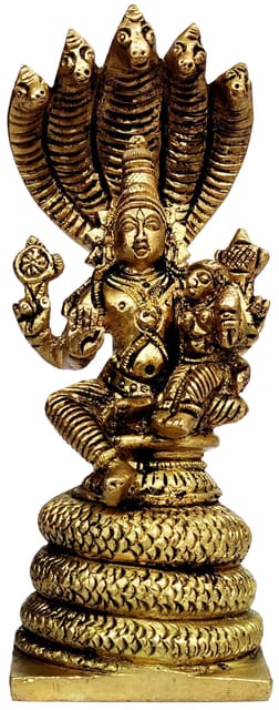Brass Statue Vishnu-Lakshmi (Laxminarayana) on Sheshnag: Rare Collectible Statue (12067)
