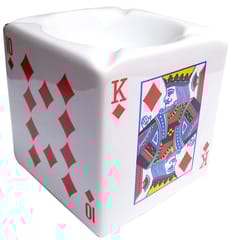 Ceramic Ashtray 'Draw of Luck': Playing Cards Design Cigarette Ash Collector for Bridge Poker Lovers (12019)