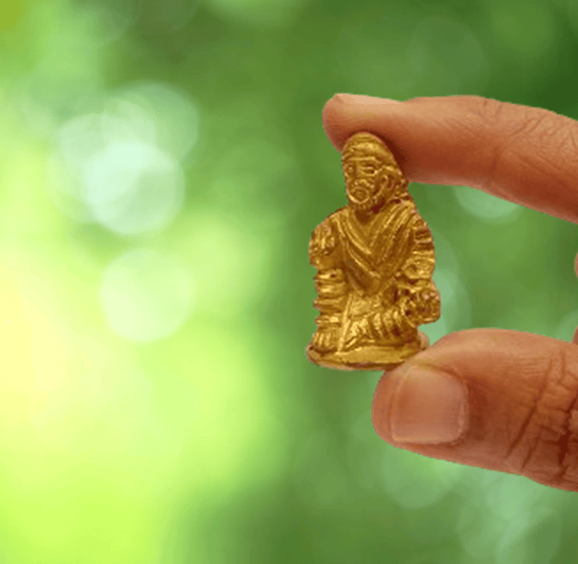 Rare Miniature Brass Shirdi Sainath Sai Baba: Unique Collectible Gold Finish Statue (12149)