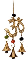 Brass Wall Hanging Om (Aum): Tinkling Bells Wind Chimes (12216)