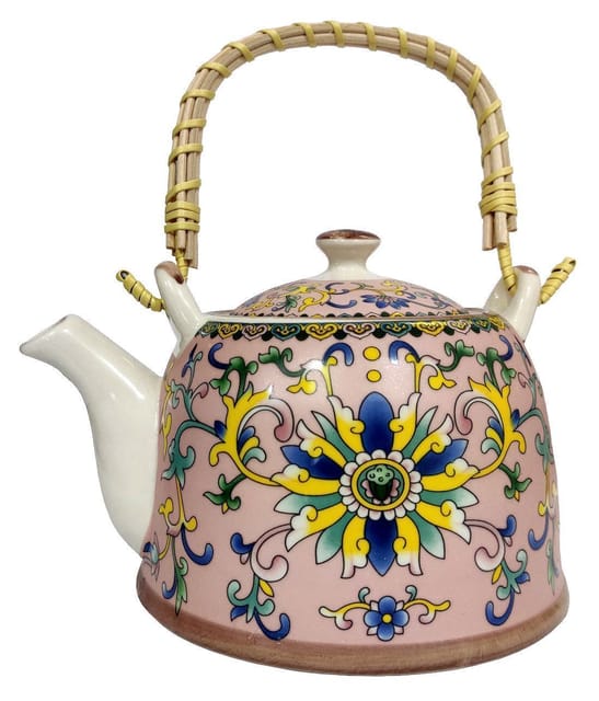 Ceramic Kettle 'Inlay Dragon': 850 ml Tea Coffee Pot, Steel Strainer Included (12306)