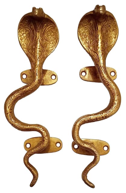 Brass Door Window Cupboard Handles 'King Cobra': Opposing Matched Set of 2 (11135A)