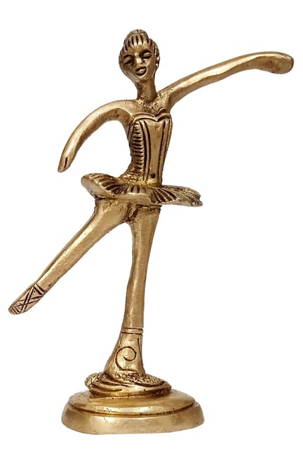 Brass Statue Ballet Dancing Girl: Ballerina In Dance Pose (12264D)