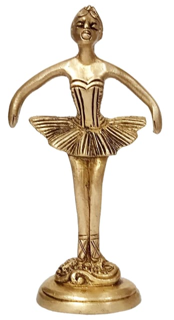 Brass Statue Ballet Dancing Girl: Ballerina In Dance Pose (12264B)