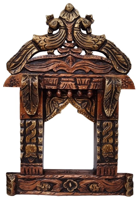 Wooden Wall Hanging Peacock Jharokha, Royal Palace Window: Vintage Showpiece, Multicolor, 18 Inches (12252)