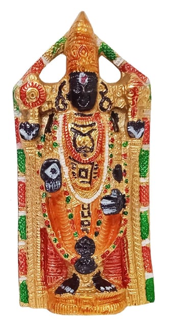 Metal Wall Hanging Idol Tirpuathi Balaji: Meenakari Painting Collectible Statue For Home Temple (12360)
