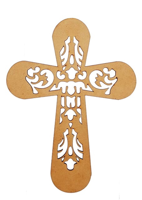 Wooden Laser Cut Wall Hanging: Jesus Cross, Unfinished (12385)