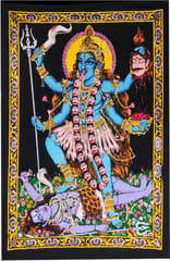 Cotton Wall Poster Kali Mahakali: Spiritual Hanging Unframed Sheet, Multicolor (20083)