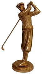 Brass Statue Golfer With Club: Decorative Showpiece For Golf Lovers (12538)