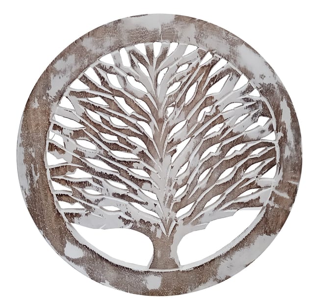 Distress Finish Wooden Trivet 'Tree Of Life' Coaster Hot Pad Mat For Dining Table, Kitchen  (10784A)