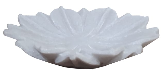 Marble Plate In Lotus Flower Design: Vintage Decor Showpiece, 6 Inch (12593)