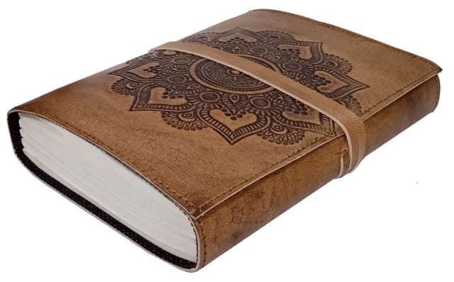Leather Journal 'Flower Of Life': Vintage Spiritual Design Diary Notebook (12585)