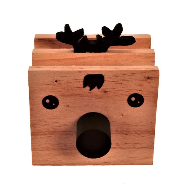 Wooden Pen & Spectacles Holder 'Xmas Reindeer' For Home Or Office: Memorable Gift (11194)