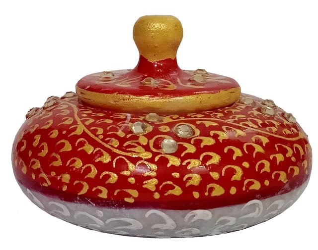 Marble Sindoor Kumkum Dibbi: Box For Storing Makeup, Spices Or Ring (12352A)