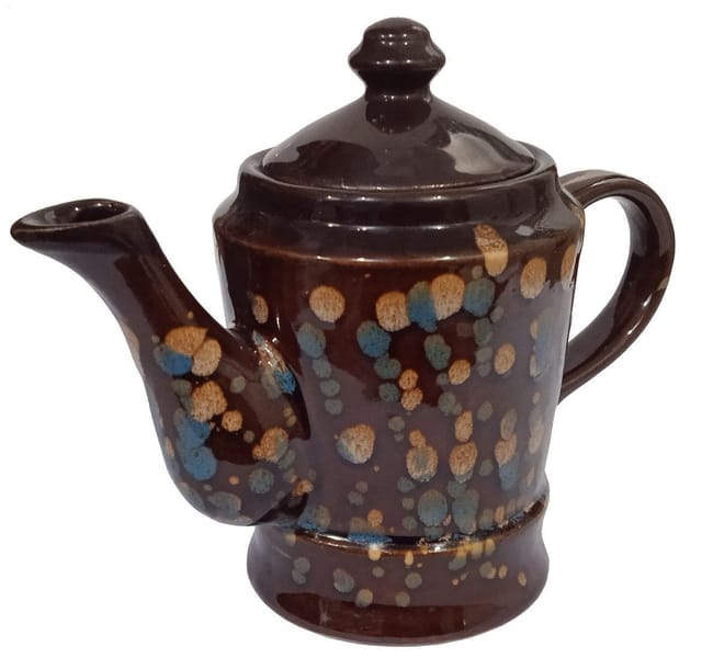 Ceramic Kettle In Rustic Studio Pottery: Artisan Handmade Glazed Tea Coffee Pot (10755C)