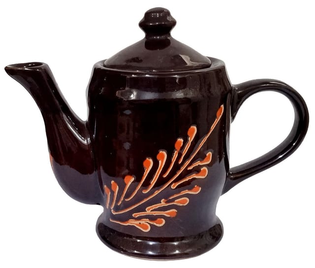 Ceramic Kettle In Rustic Studio Pottery: Artisan Handmade Glazed Tea Coffee Pot (10755B)