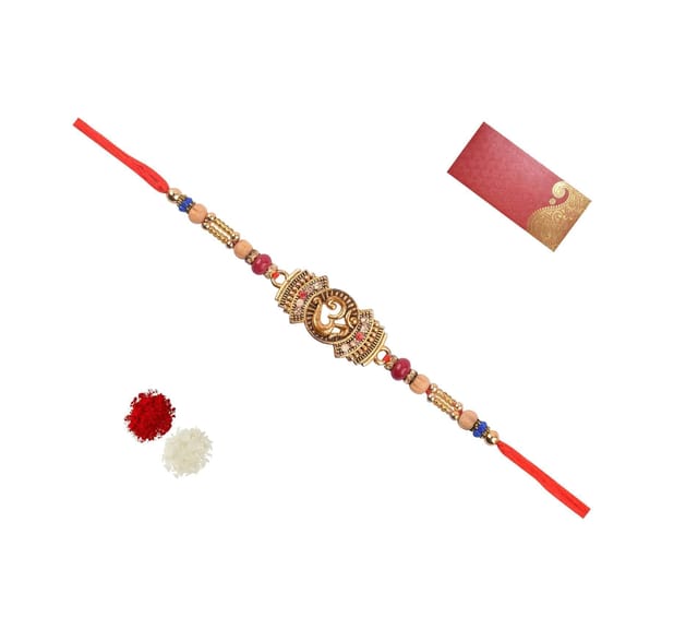 Designer Rakhi For Brother Bhai Bhaiya In Shagun Envelop With Roli Chawal Tika (rakhi Temp02)
