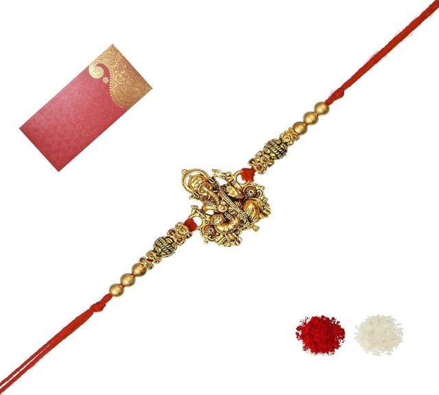 Designer Rakhi For Brother Bhai Bhaiya In Shagun Envelop With Roli Chawal Tika (rakhi Temp11)