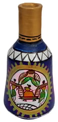 Terracotta Madhubani Design Flower Vase: Artisan Painted Decorative Earthen Clay Pot (12707B)