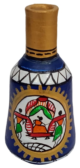 Terracotta Madhubani Design Flower Vase: Artisan Painted Decorative Earthen Clay Pot (12707B)