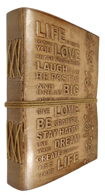 Leather Journal (Diary Notebook) 'Life Mottos': Handmade Paper In Leather Cover (11999)