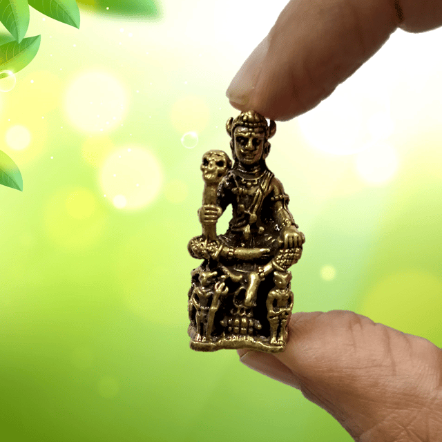 Rare Miniature Brass Idol Yama Yamaraja God of Death & Justice: Collectible Statue With Detailed Very Fine Workmanship (12698Z)
