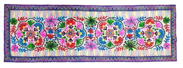 Cotton Tapestry 'Spring Festival': Vintage Embroidery Table Runner Or Wall Hanging (11356)