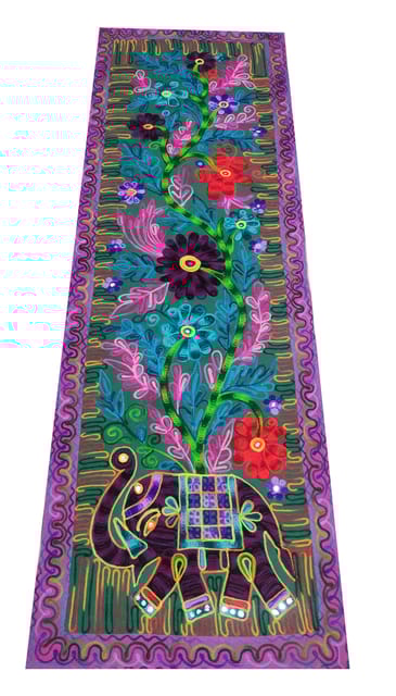 Cotton Tapestry 'Carnival': Vintage Embroidery Table Runner Or Wall Hanging (11272)