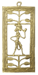 Brass Wall Hanging Plaque 'On My Way': Dokra Craft Tribal Artform (12762B)