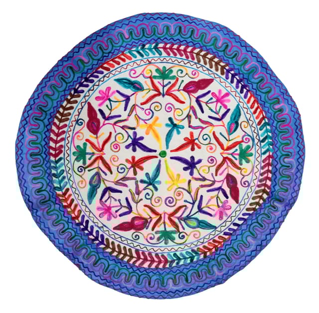 Cotton Tapestry 'Floral Delight': Vintage Embroidery Table Cover Or Wall Hanging (11273)