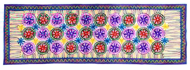 Finely Embriodered Indian vintage Small Tapestry Table Cover Wall Hanging Cotton Wall Decor "Jungle Jambooree" (11271)