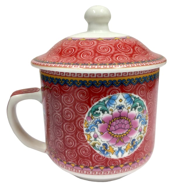 Porcelain Oriental Tea Cup With Lid 'Mountain Mist' (11799A)
