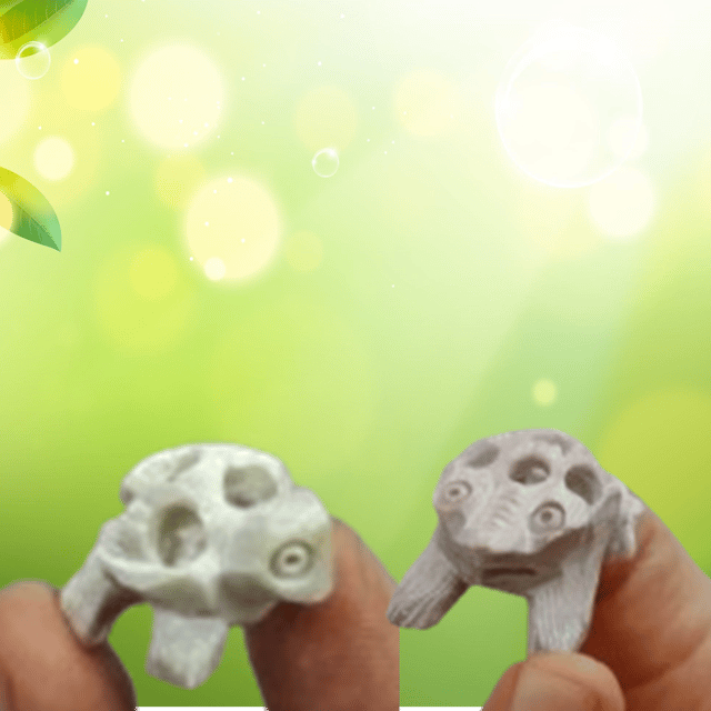 Stone Miniature Statue Tortoise Turtle Pair: Lattice Design Mesh Cutwork Set Of 2 Figurines (12642C)
