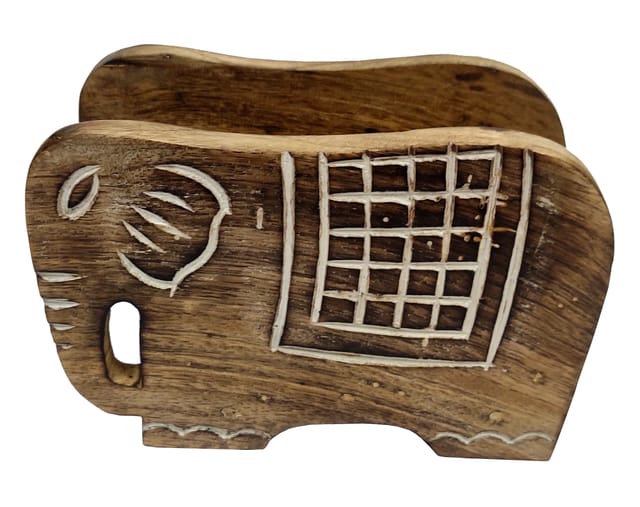 Wooden Napkin Holder 'Elephant Couple': Tissue Paper Stand For Kitchen, Dining, Restaurant Or Bar (11991)