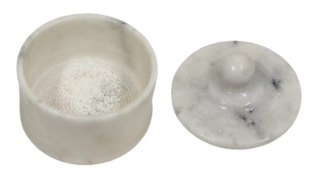 Marble Sindoor Kumkum Box: Small Container For Storing Makeup, Spices Or Ring (12352D)
