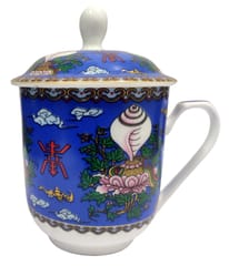 Porcelain Oriental Tea Cup With Lid 'Forest Bloom' (11799F)