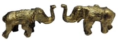 Metal Miniature Statue Elephant Pair: Collectible Set Of 2 Figurines (11235H)