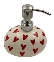 Ceramic Liquid Soap Dispenser For Bathroom Or Kitchen: Red Hearts Design (12324)