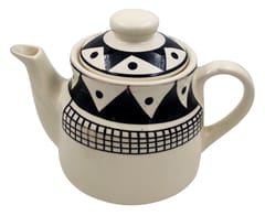 Ceramic Kettle In Rustic Studio Pottery: Artisan Handmade Glazed Tea Coffee Pot, White, 500 ml
