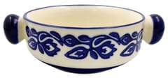 Ceramic Serving Bowl Tray For Snacks, Nuts, Candies, Salads Or Curries: Vintage Handle Design (12765A)
