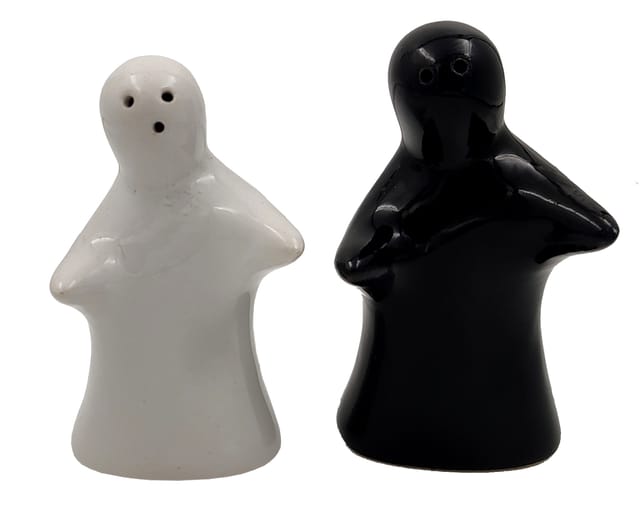 Ceramic Salt & Pepper Spiec Shakers: Ghosts Dolls Shape Unique Dining Table Decor (12367A)