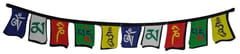 Vinyl Sticker Tibetan Flag: Om Mani Padme Hum Mantra Chant For Wall, Door, Window Or Car (12301C)